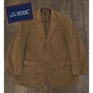 JG Hook Suede Men's 44L Blazer Camel Color Sports Jacket Coat Western 2-Button